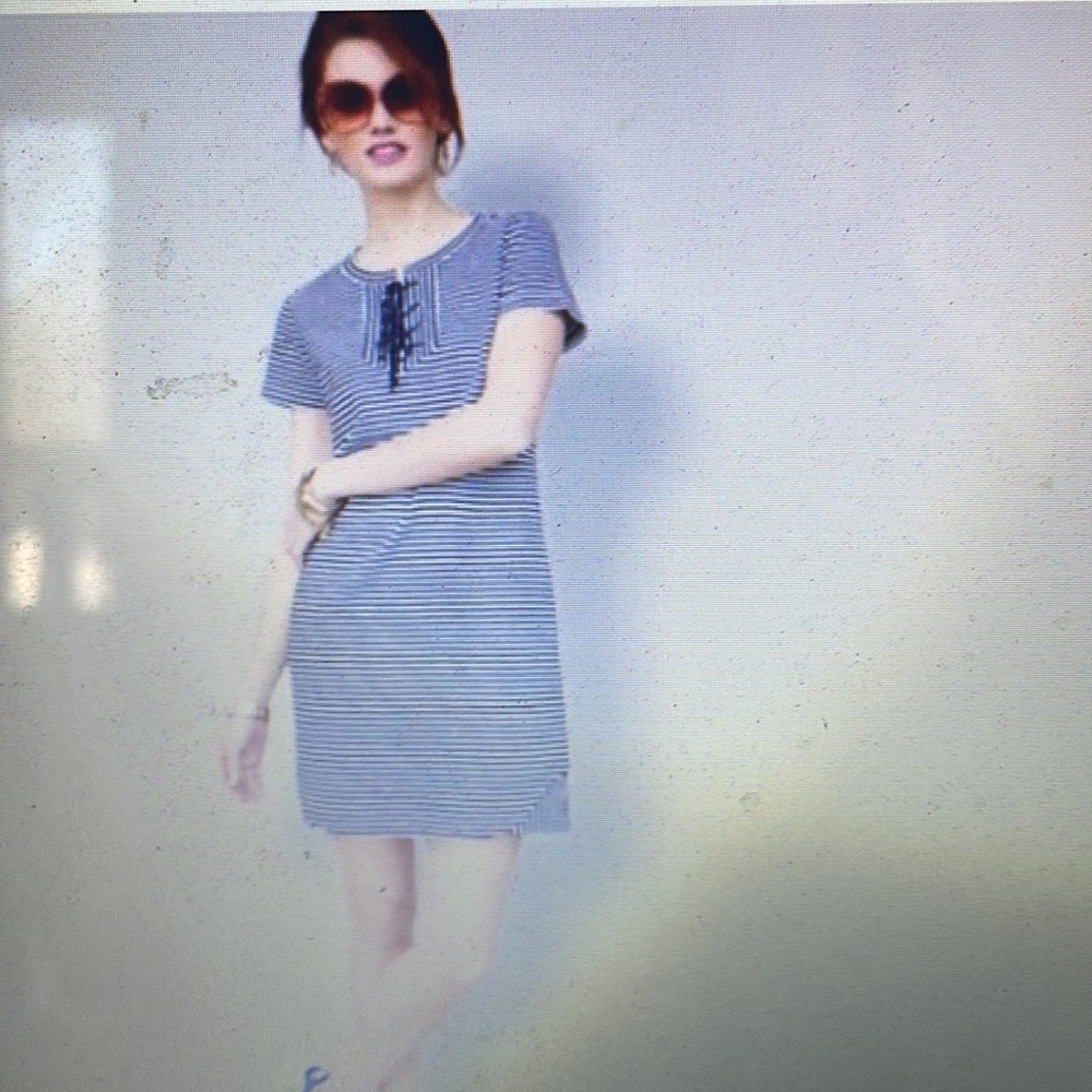 CAbi Captain Striped Short Sleeve Knit Nautical Dress #5268 Size M
